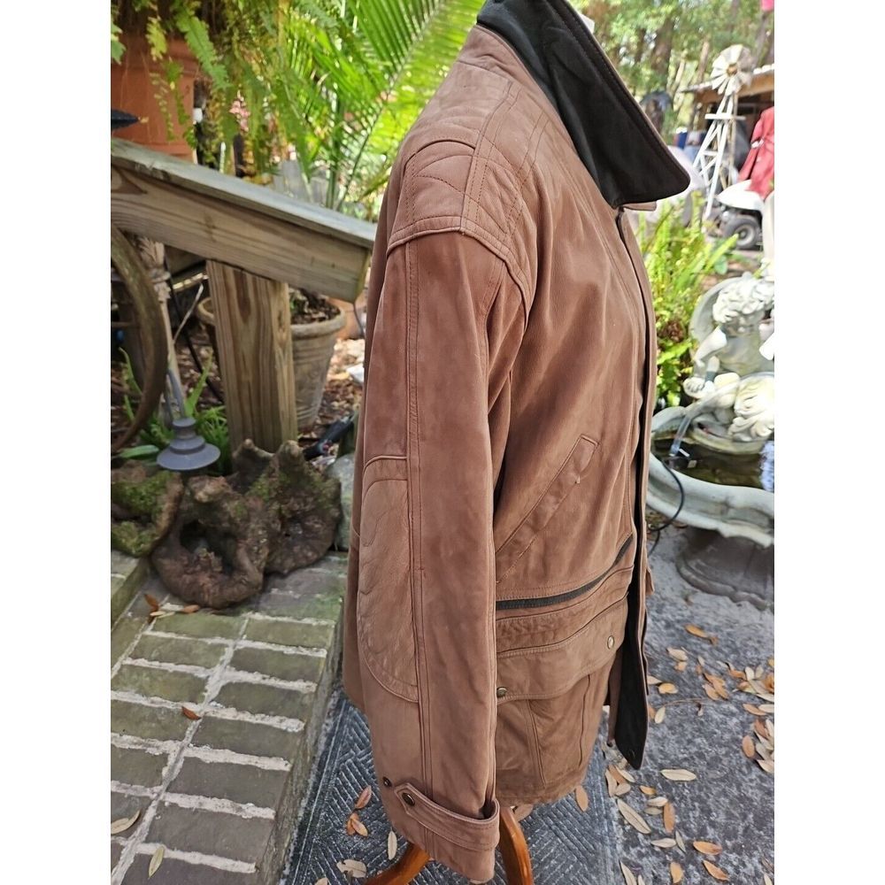 J. Park COUTURE Cognac Brown Leather Jacket PARKA Mid-Length VINTAGE Y2K - Picture 8 of 16